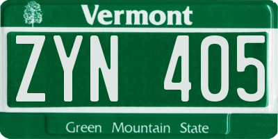VT license plate ZYN405