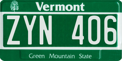 VT license plate ZYN406