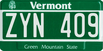 VT license plate ZYN409