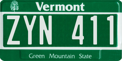 VT license plate ZYN411