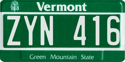 VT license plate ZYN416