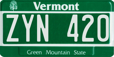 VT license plate ZYN420