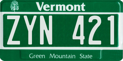 VT license plate ZYN421