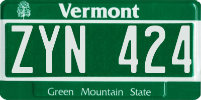VT license plate ZYN424