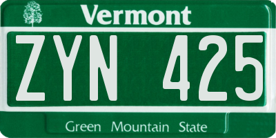 VT license plate ZYN425