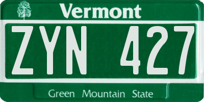 VT license plate ZYN427
