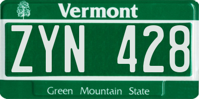 VT license plate ZYN428