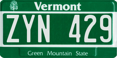 VT license plate ZYN429