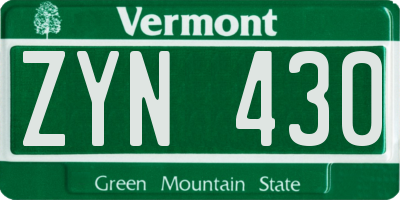 VT license plate ZYN430