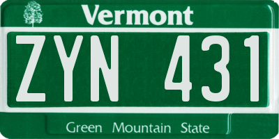 VT license plate ZYN431