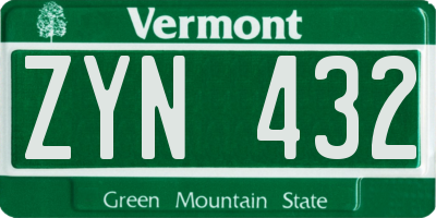 VT license plate ZYN432
