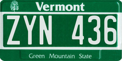 VT license plate ZYN436