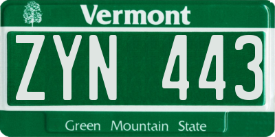 VT license plate ZYN443