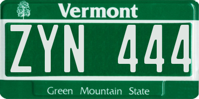 VT license plate ZYN444