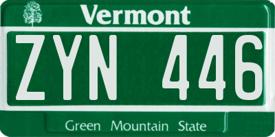 VT license plate ZYN446