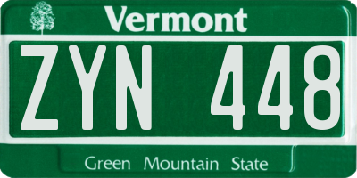 VT license plate ZYN448