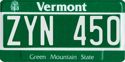 VT license plate ZYN450
