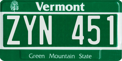 VT license plate ZYN451