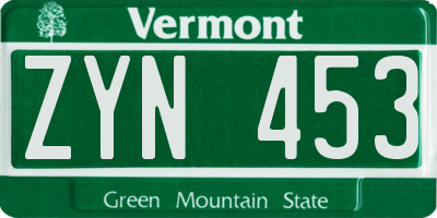 VT license plate ZYN453
