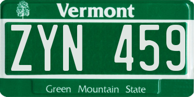 VT license plate ZYN459