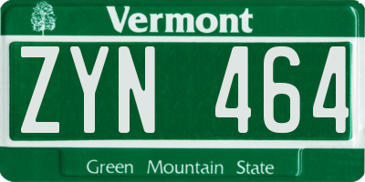 VT license plate ZYN464