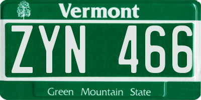 VT license plate ZYN466