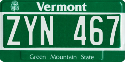 VT license plate ZYN467
