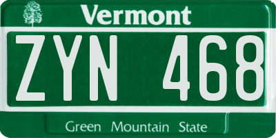 VT license plate ZYN468