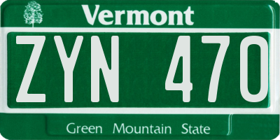 VT license plate ZYN470