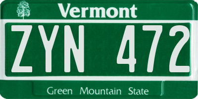 VT license plate ZYN472