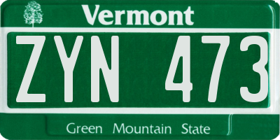 VT license plate ZYN473