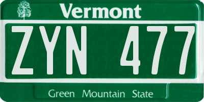 VT license plate ZYN477