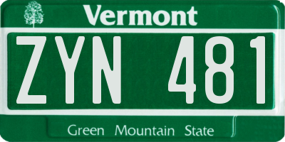 VT license plate ZYN481