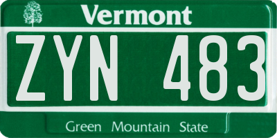 VT license plate ZYN483