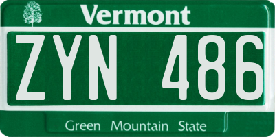 VT license plate ZYN486