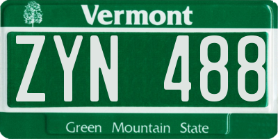 VT license plate ZYN488