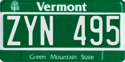 VT license plate ZYN495