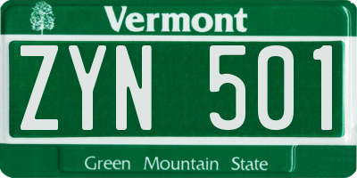 VT license plate ZYN501