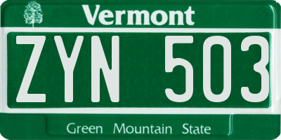 VT license plate ZYN503