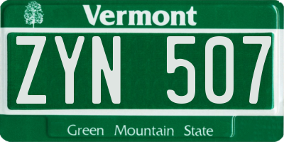 VT license plate ZYN507