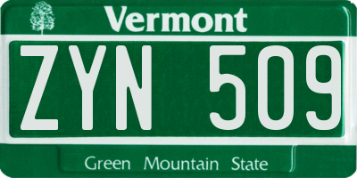 VT license plate ZYN509