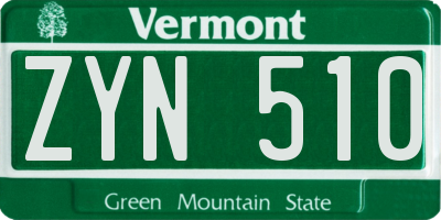 VT license plate ZYN510