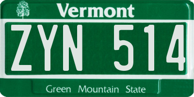 VT license plate ZYN514