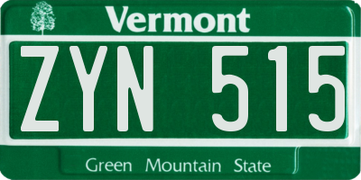 VT license plate ZYN515