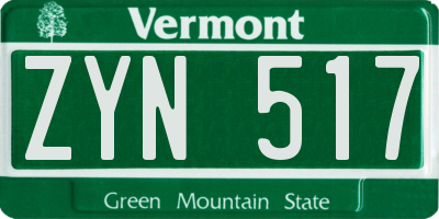 VT license plate ZYN517