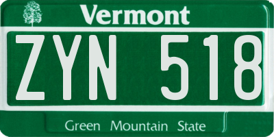 VT license plate ZYN518