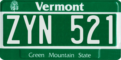 VT license plate ZYN521