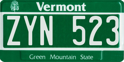 VT license plate ZYN523