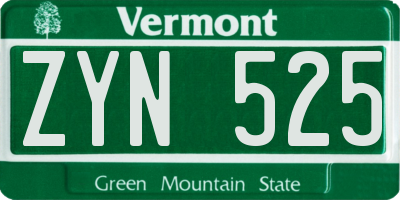 VT license plate ZYN525