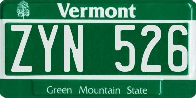 VT license plate ZYN526